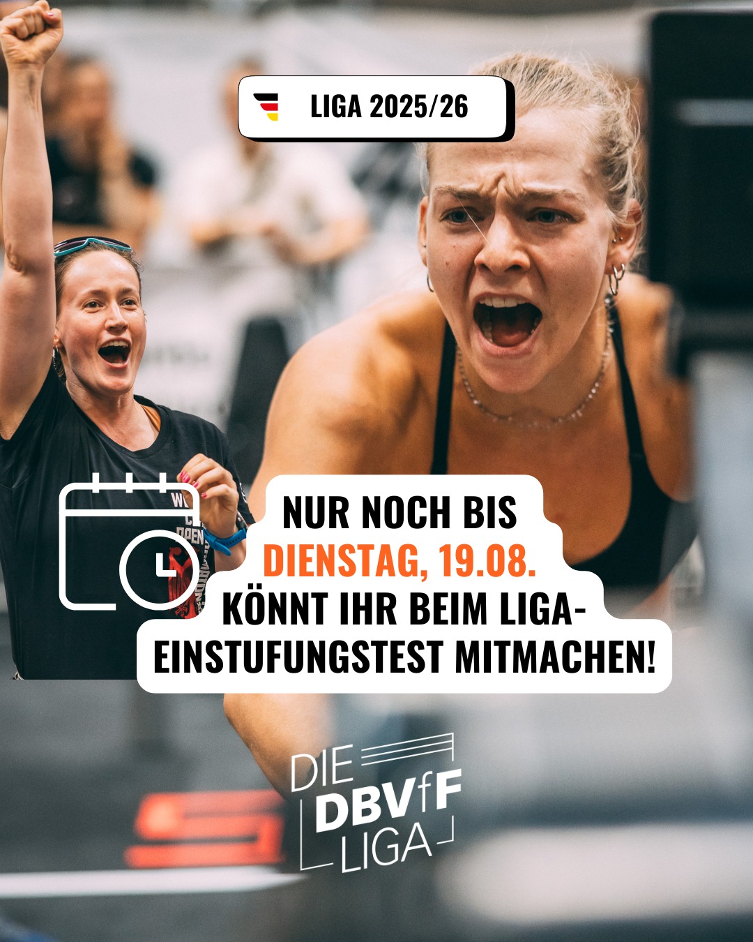⏳ Deadline incoming!
Nur noch bis Dienstag, 19.08. könnt ihr beim Liga-Einstufungstest mitmachen! 🚀
Bis dahin dran denken:
✅ Ergebnisse auf Competition Corner eintragen (Videolink nicht vergessen!)
✅ Mitglied werden nicht vergessen!
📲 Alle Infos gibt’s auf unserer Website und direkt bei Competition Corner.
Ab dem 20.08. werten wir eure Ergebnisse im Einstufungstest aus und ihr werdet direkt in die 1., 2. oder 3. Liga eingeladen!
#liga #breitensport #FunktionaleFitness #FunctionalFitness #FitnessGermany #DBVfF #FitnessDeutschland #InternationalFunctionalFitness #iF3 #ifff