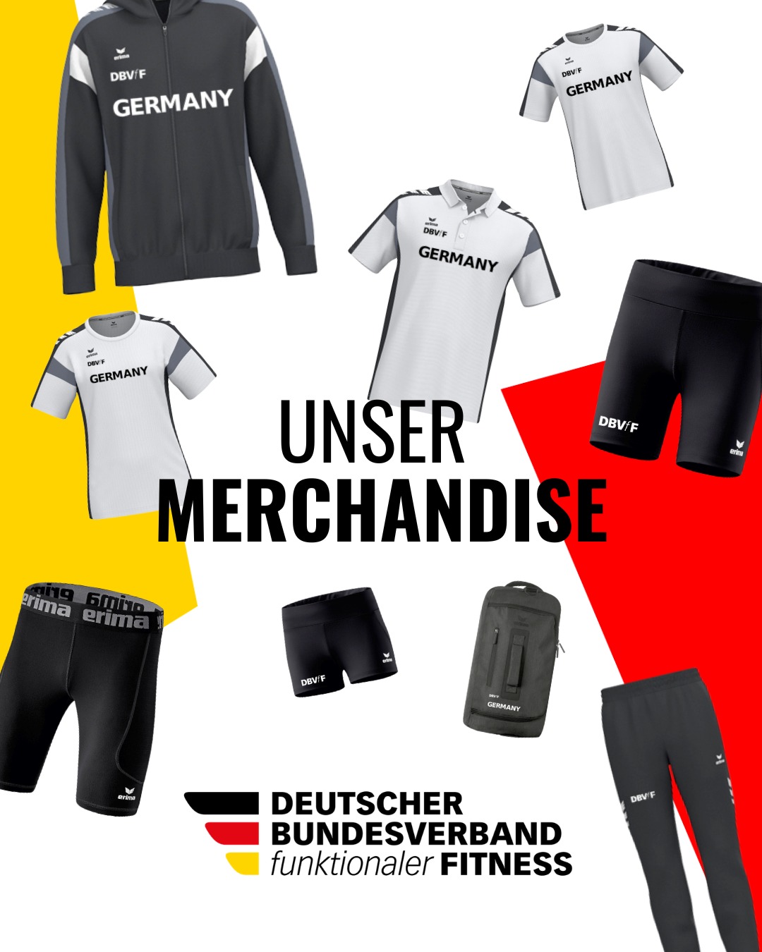 👕 DBVfF Merch ist live

Gemeinsam mit @erima.sportswear haben wir unser offizielles Verbandssortiment für euch gelauncht.

Clean, funktional, ready für Training, Wettkampf und alles dazwischen.

Ob Shirt, Hoodie oder Teamwear, hier findet ihr alles, um den Verband auch außerhalb des Floors zu repräsentieren. Und das zu einem unschlagbaren Preis: bis zu 40% Nachlass gegenüber den regulären Preisen. 

👉 Jetzt entdecken und bestellen (Link im Linktree):
https://erima.shop/marcel-lamee/category/vereinssortiment

Und für alle, die von Erima gar nicht genug bekommen können: es gibt unter dem Link 20% Rabatt auf das gesamte Erima Sortiment!

Zeig, dass du Teil der Community bist. 🔥

#dbvff #merch #functionalfitness #teamwear #community #erima