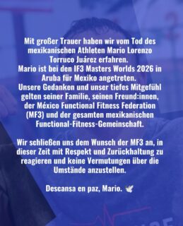 Descansa en paz, Mario. 🕊️ Unser tiefes Mitgefühl gilt seiner Familie, seinen Freund:innen und der MF3.
@mexicof3 @internationalfunctionalfitness
